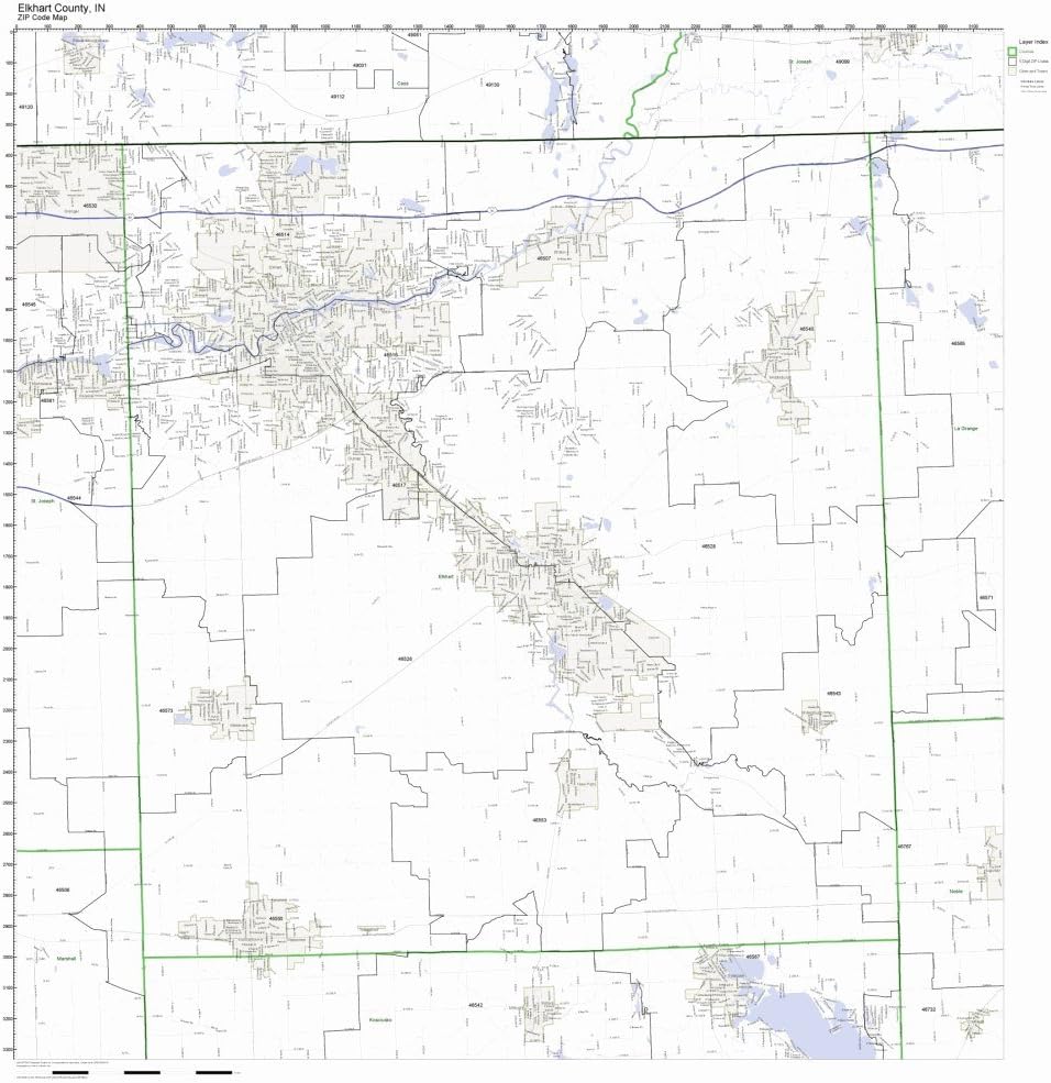 Working Maps Elkhart County, Indiana in Zip Code Map Not