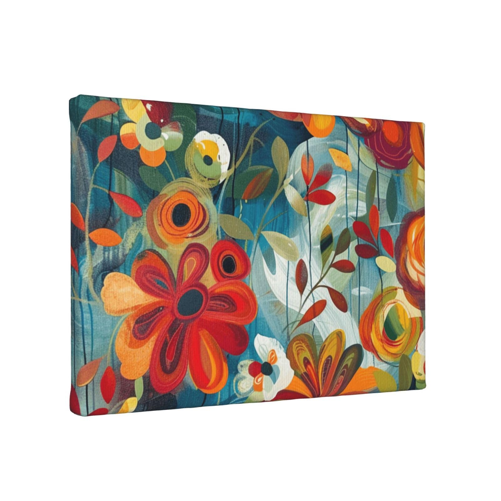 YKLJG Abstract Floral Printed Wall Art Canvas Painting 30x20 CM Wooden Framed Picture Painting Artwork Prints for Bedroom Kitchen Home Office Decor