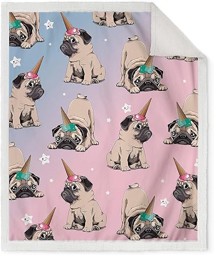Miniatura 2 de Jekeno Manta de pug Foodie para niñas, regalos de pug para amantes de los pug, mujeres, mamá, niños, Navidad, cumpleaños, súper suave, acogedora,