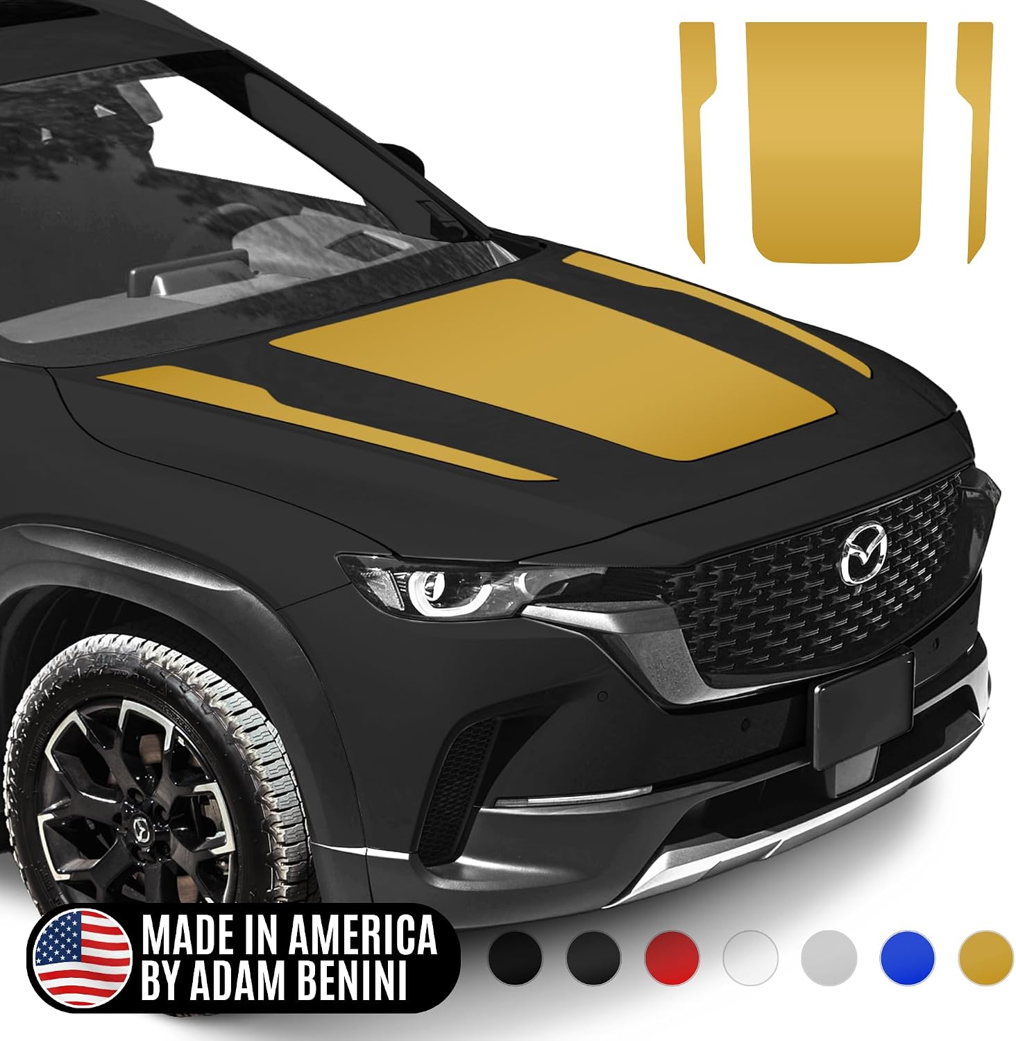 Meridian Style Blackout Hood Decal Kit for Mazda CX50 2014-2025 – Made in USA Mazda CX50 Accessories for a Sleek and Enhanced Style, Accessories for Mazda CX50 for a Bold Look. (Gold)