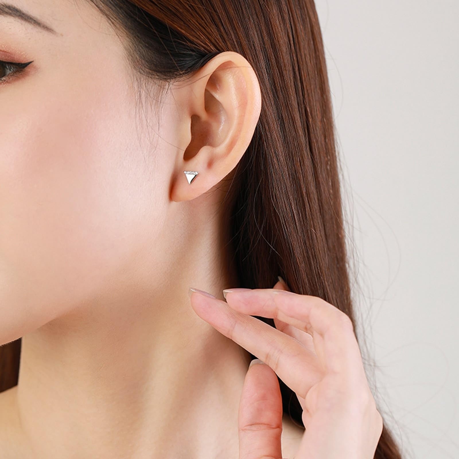 Pendientes de oro blanco de 18 quilates con moissanita, triángulo PT950, pendientes de platino