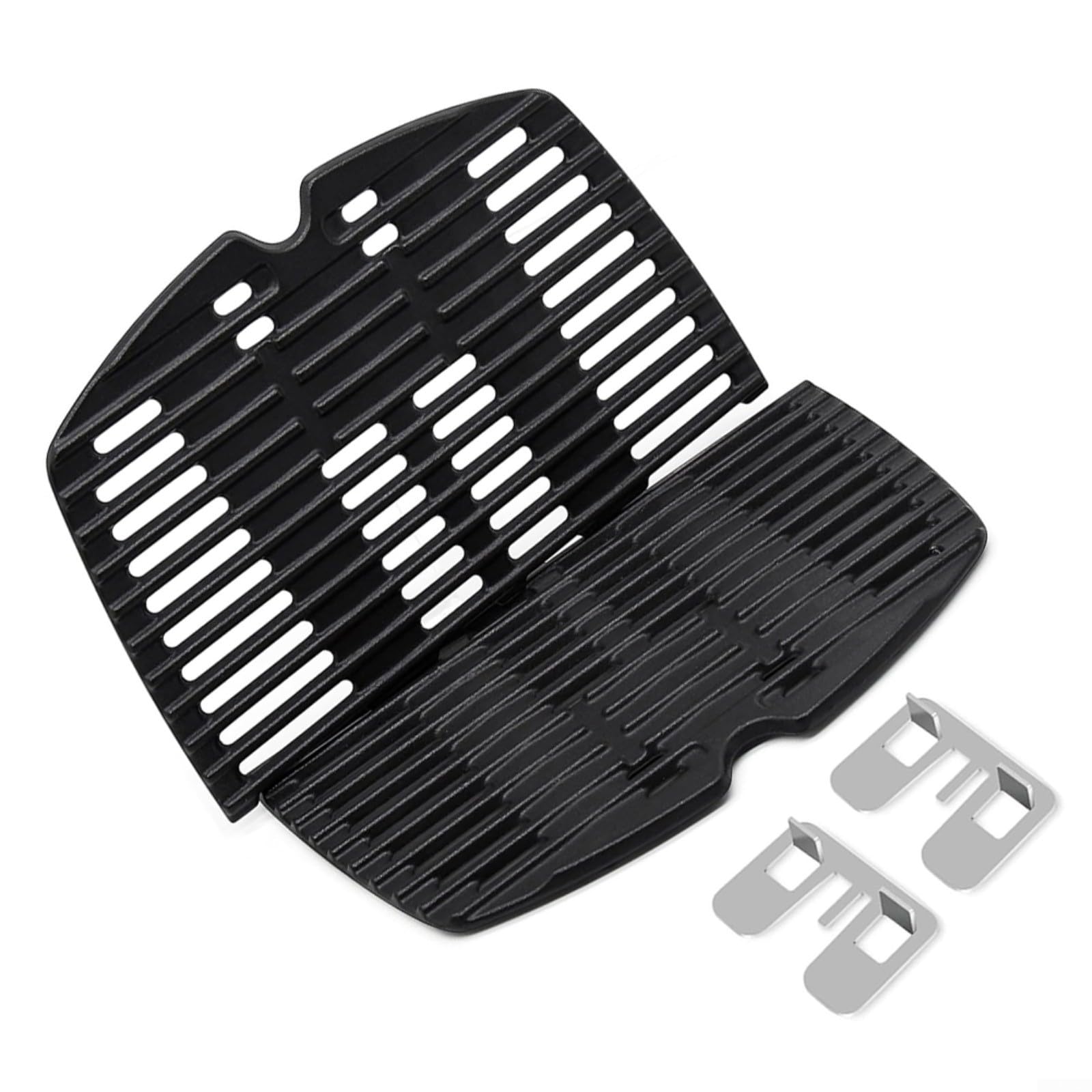 Set di griglie in ghisa per Weber Q100 Q1000 Q1200, 43 x 32 cm, griglie antiaderenti nere per cucinare all'aperto, confezione da 2