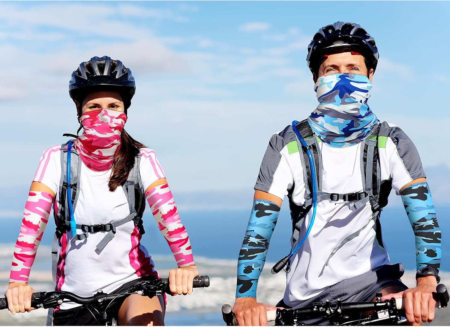 12 Sets UV Protection Face Covering Neck Gaiter Scarf and Ice Silk Cooling Arm Sleeves for Summer