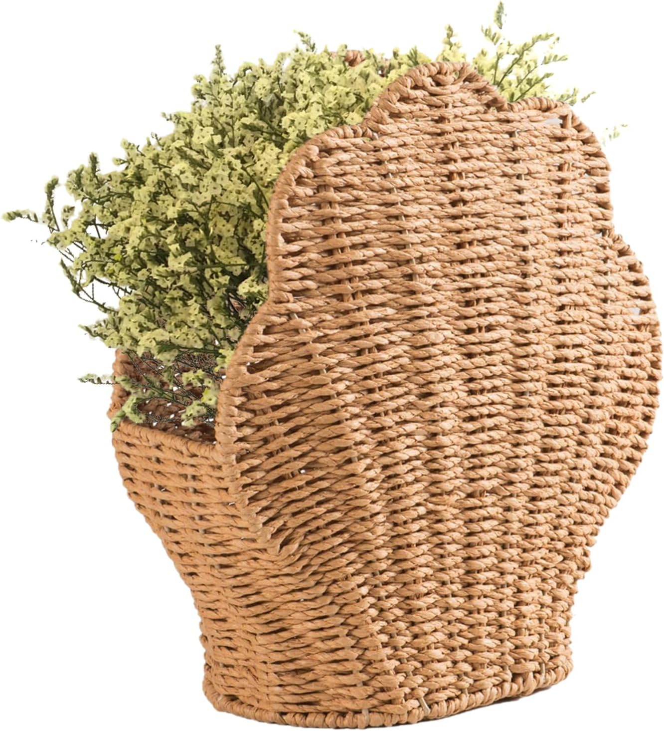 Woven Basket - Storage Baskets | Shell Shaped Baskets | Decorative Toy Organizing Bucket For Living Room | Aesthetic Organizer For Blanket Dorm Book Nursery Bathroom Home Snack Bedroom