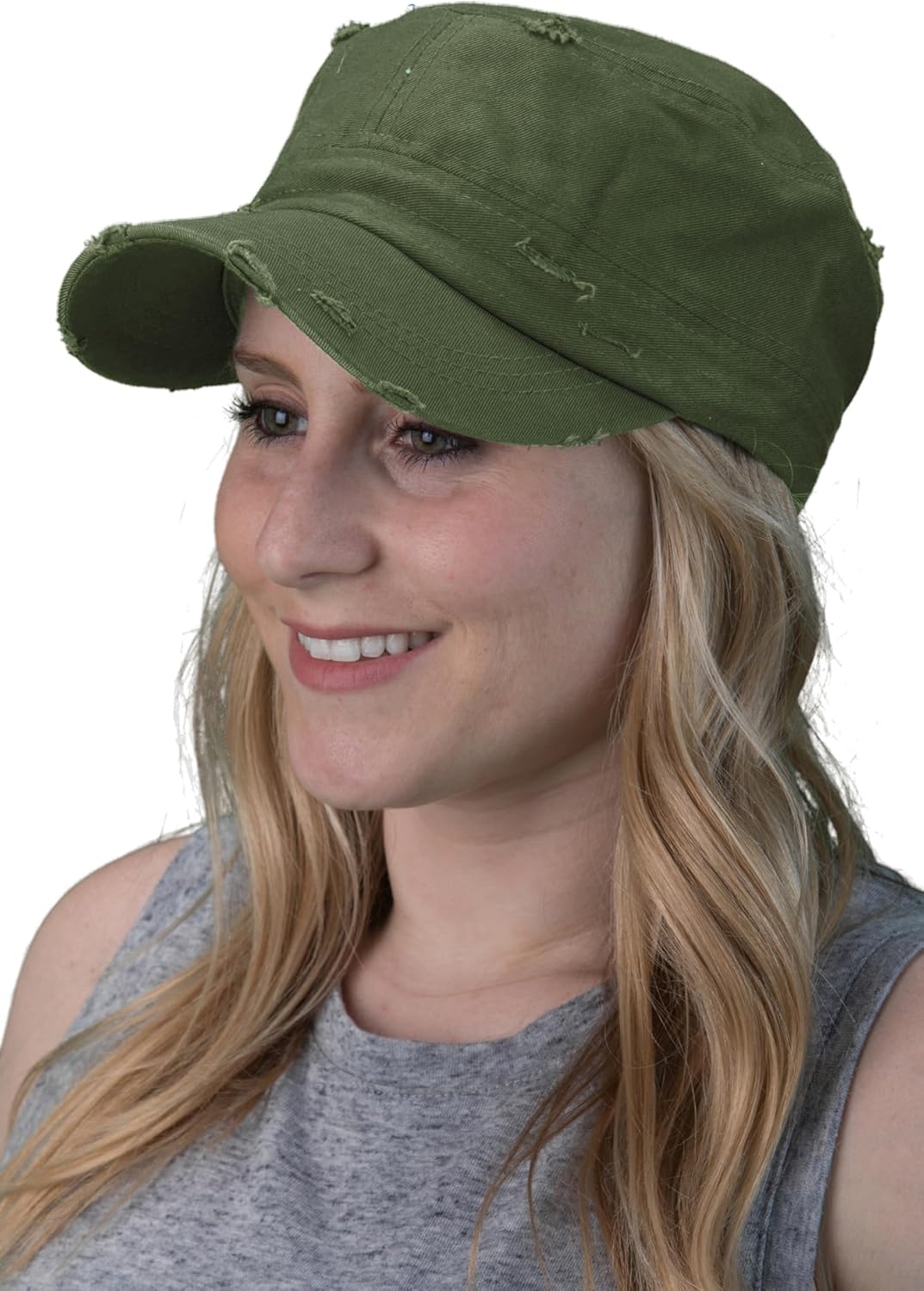 Funky Junque Distressed Military Hat – Newsboy Hats for Women, Short Brim Army Baseball Cap, Womens Cadet Hat Trendy Style - Image 4