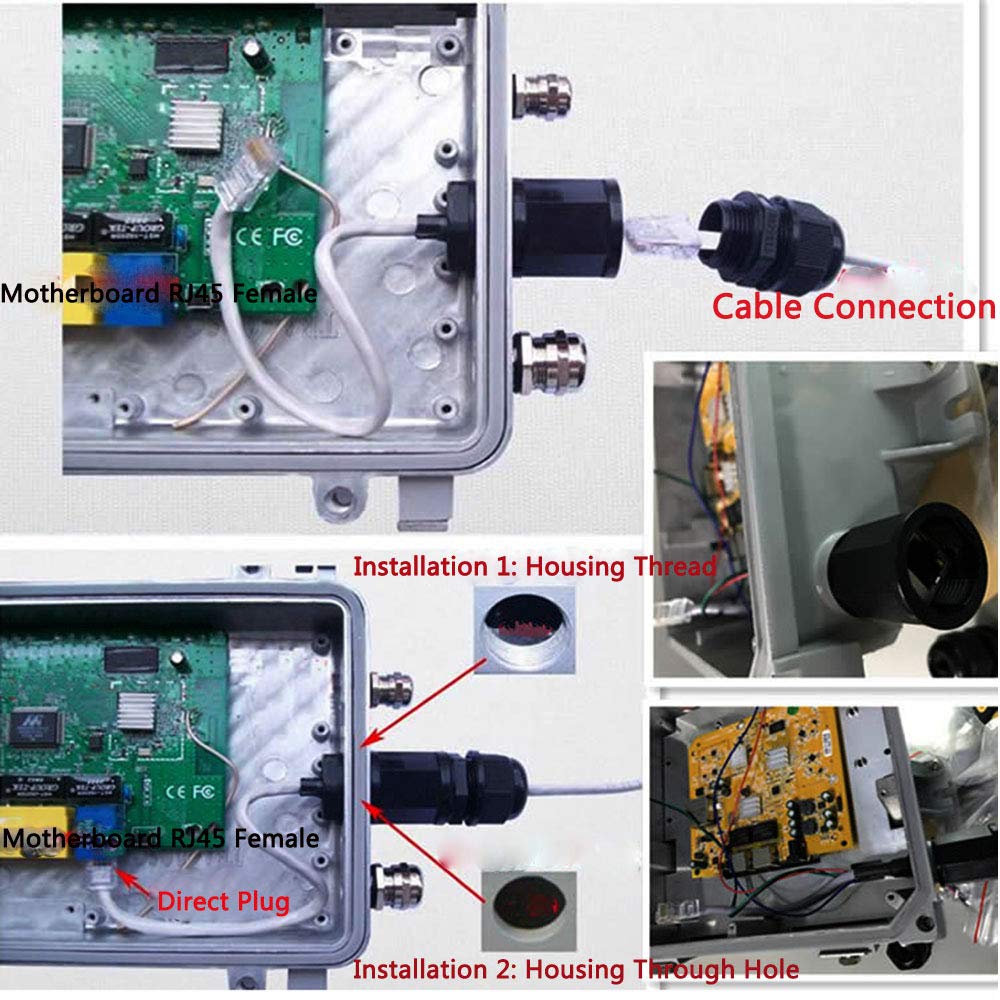 Lot de 5 connecteurs M22 RJ45 étanches CAT6 avec câble réseau de 25 cm | Cat5/5e/6 8P8C, IP67, connecteur de câble Ethernet CAT6, double tête, coupleur LAN extérieur, adaptateur mâle vers femelle