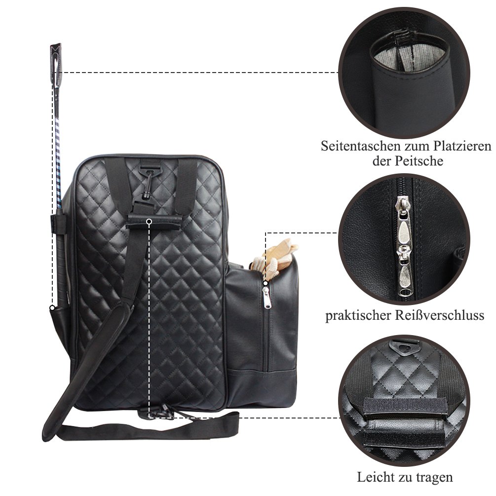 Sport Tent-Reitstiefeltasche Professionelle Stiefeltasche aus Leder Helmtasche Kombitasche Reittasche mit Helmfache