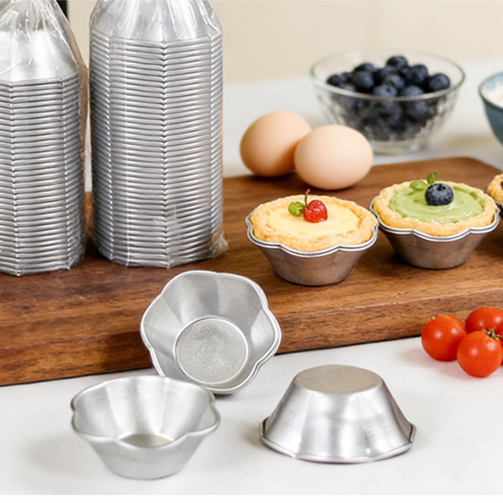 moldes reposteria 5 uds flor de ciruelo pétalo en forma de flor de aluminio pastel taza molde pudín gelatina molde herramientas de moldeo de fondo plano tarta(S)