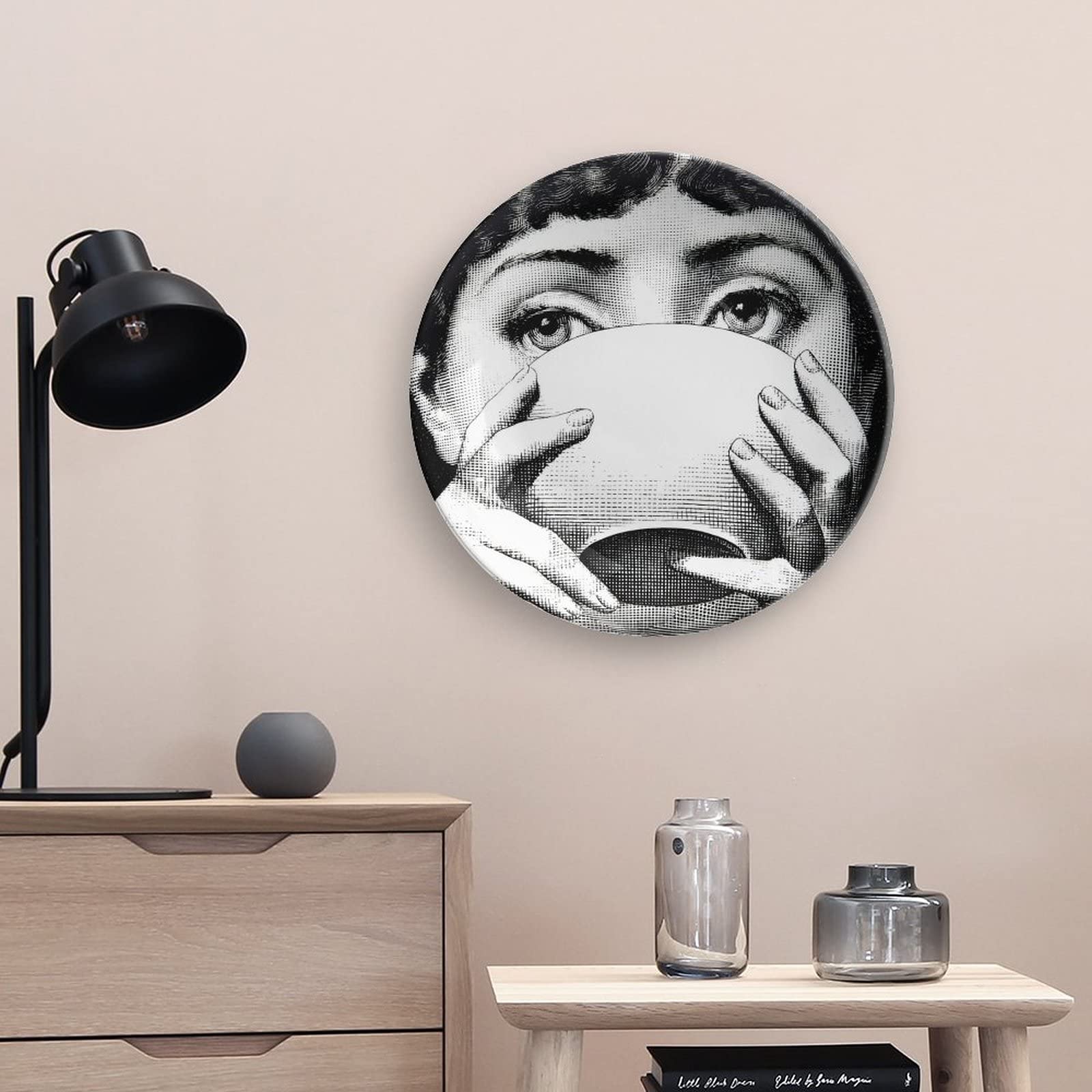Piatto Decorativo Da Parete Lina Cavalieri In Ceramica, Con Staffa E Gancio, Varie Dimensioni (6-10 Pollici)