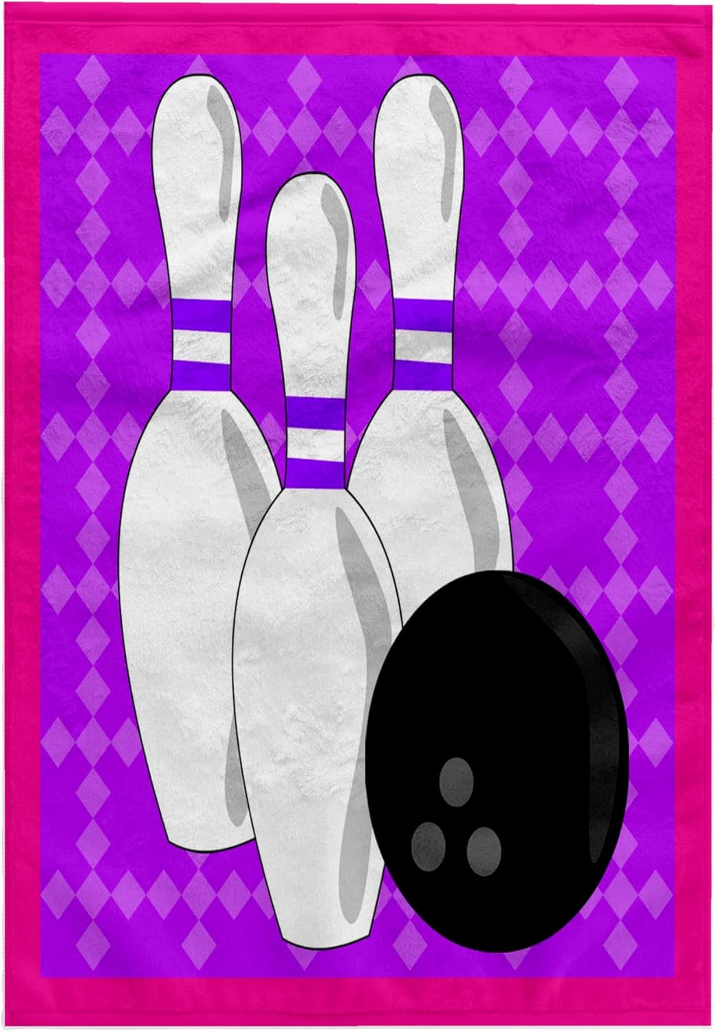 3dRose Purple and Pink - Bowling Pins and Ball 22x30 Bath Hand Pool Towel