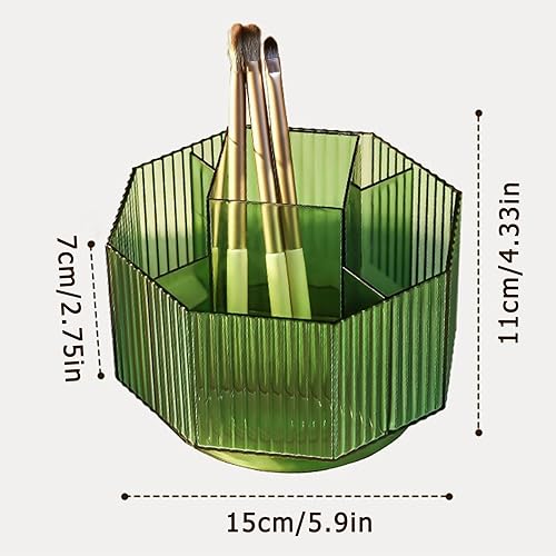 Miniatura 5 de LINFIDITE Organizador de maquillaje giratorio de 360, vitrina de cosméticos, estuche organizador de brillo de labios transparente con 5 ranuras,