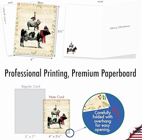 Miniatura 10 de The Best Card Company - 20 tarjetas de Navidad de animales a granel (10 diseños, 2 de cada uno) - Tarjetas navideñas en caja para niños (4 x 5.12