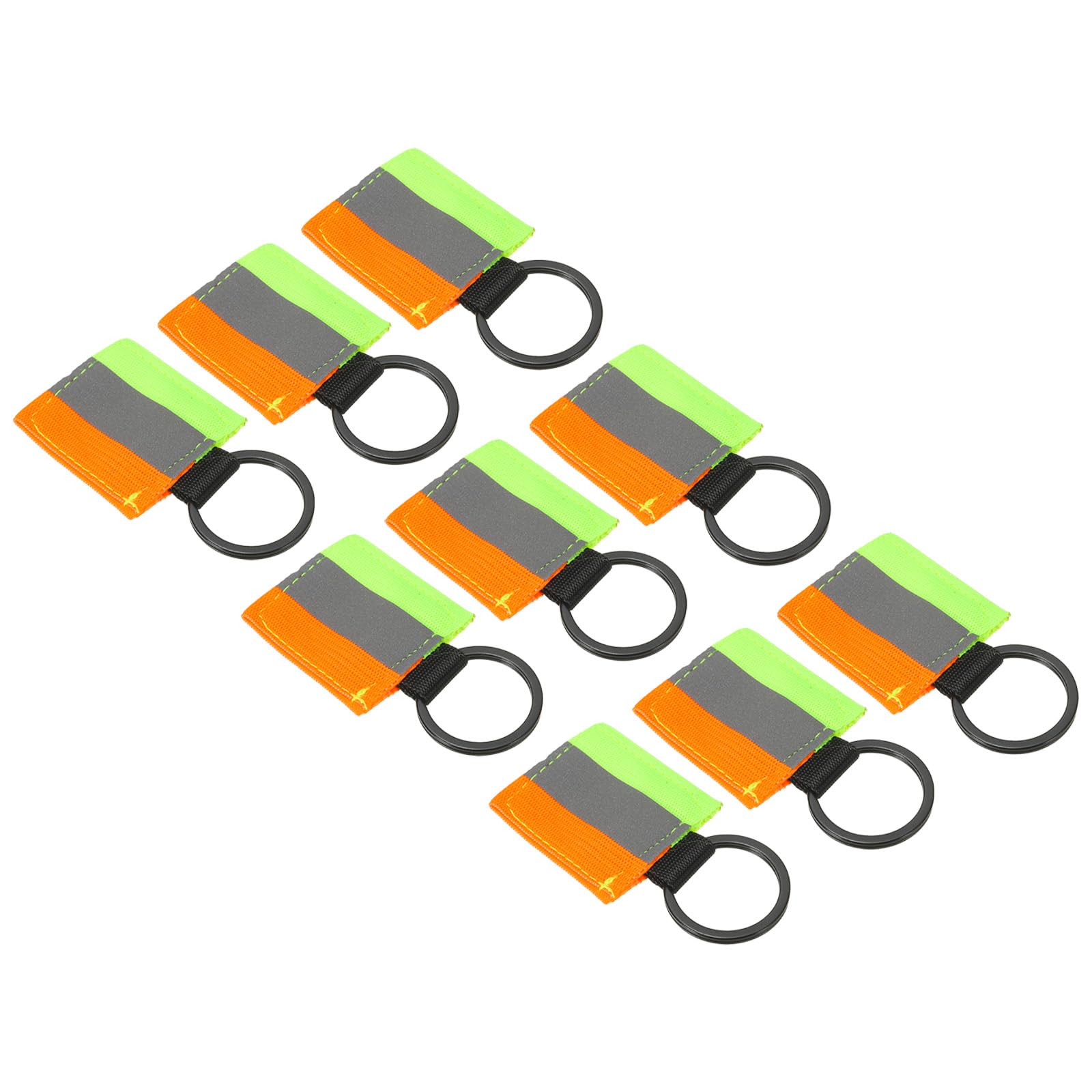 PATIKIL Reflective Keychain Tags, 9 Pack Reflective Zipper Pulls Nylon Keychain High Visibility Reflectors Tags for Backpack Pendant Dog Collar, Fluorescent Green/Orange — image 1