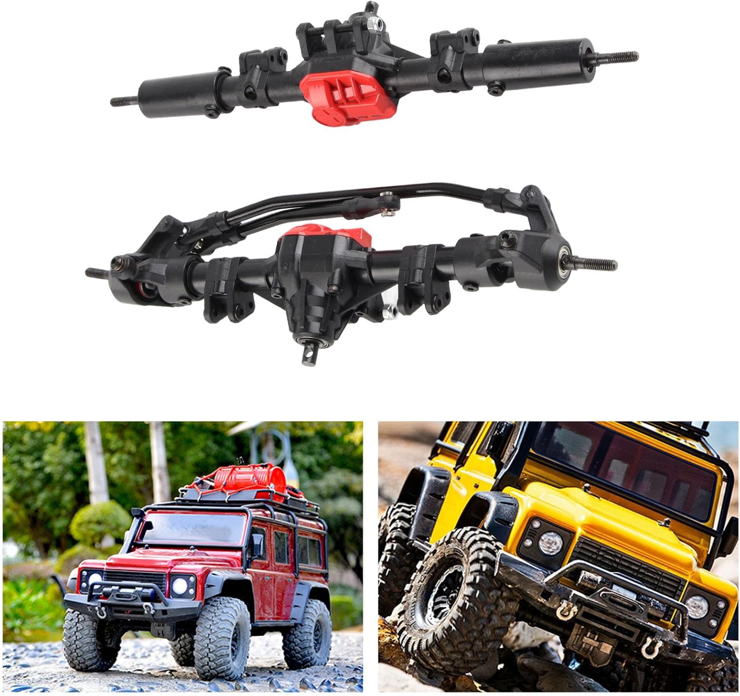 RC Front Rear Axle Set with 2Pcs Metal Drive Shaft for 1/10 RC Car SCX10 I SCX10 II