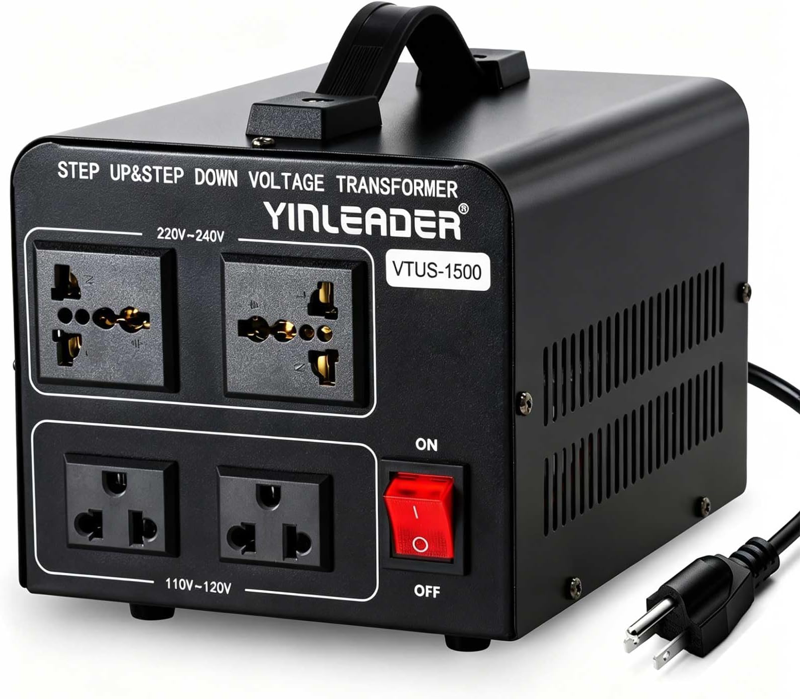 Yinleader 1500W Step Up & Step Down Voltage Transformer Converter 110V to 220V or 220V/230V/240V to 110V/120V Power Converter w/US Power Cord,Circuit Breaker Protection