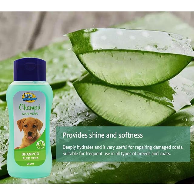 Foto 2 de 4 de BPS Champú Aloe Vera para Perro 250ml Shampoo Animales Domésticos Seguro y Natural Diseño para Todo Tipo…