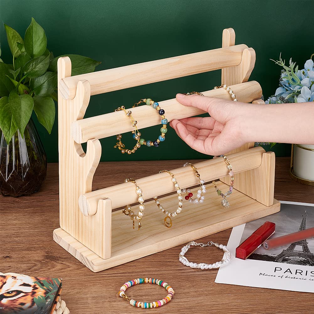 Pangkeep Supporto del braccialetto, Porta Bracciale, Espositore dell'Organizzatore del Braccialetto, Espositore per Gioielli a T in Velluto Beige per la Vendita