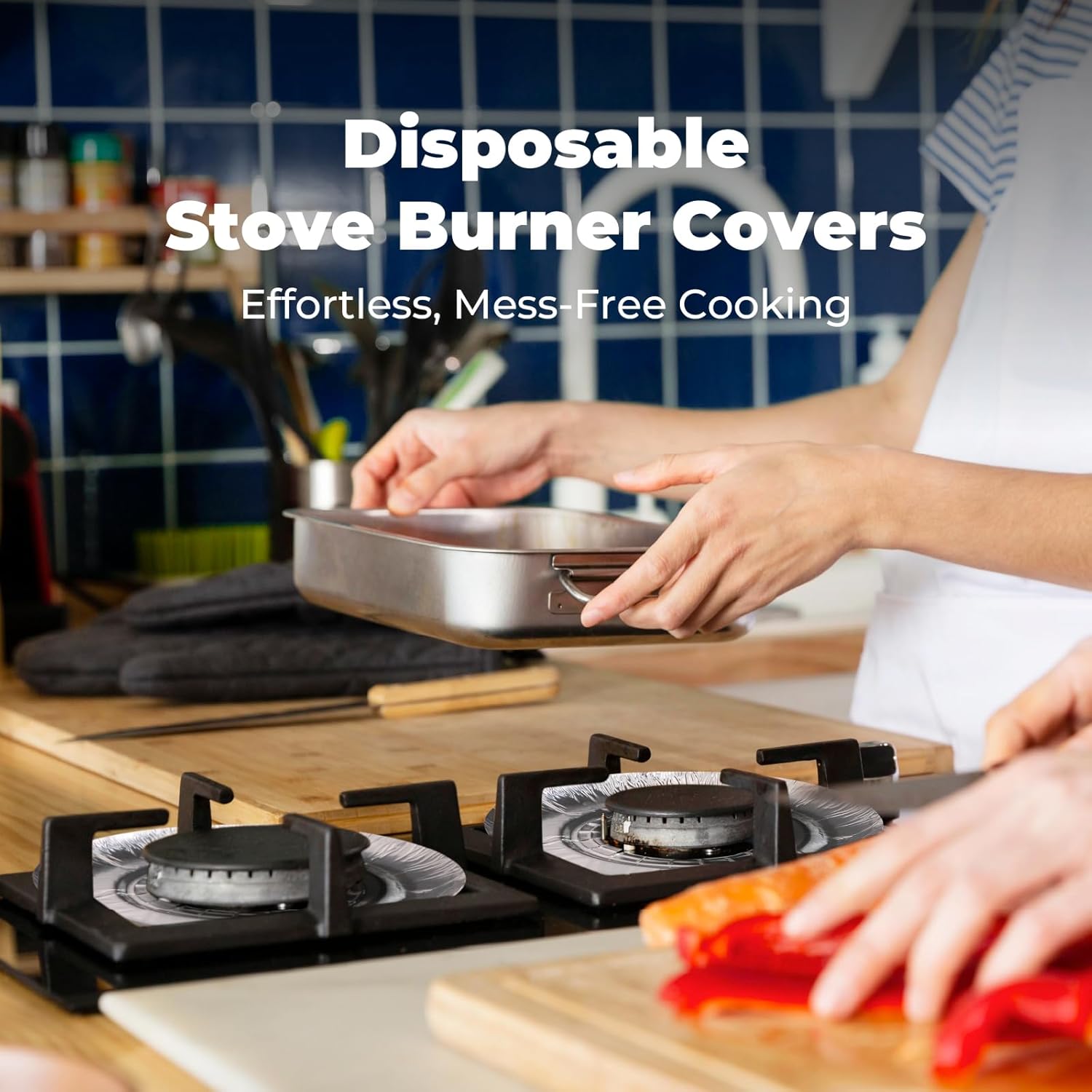 FMP Brands [200 Pack] Aluminum Foil Stove Burner Covers 7.5 Inch - Disposable Round Liner for Kitchen Stovetop, Electric Stoves Bib Liners, Cooktop Replacement Guard, and Gas Range Protectors