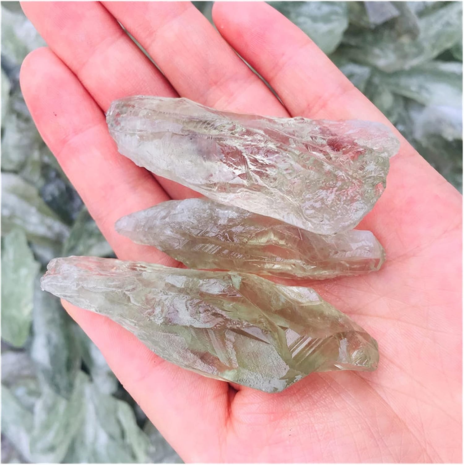 3pc Rough Natural Crystal Rod Green Crystal Point Specimen Decoration