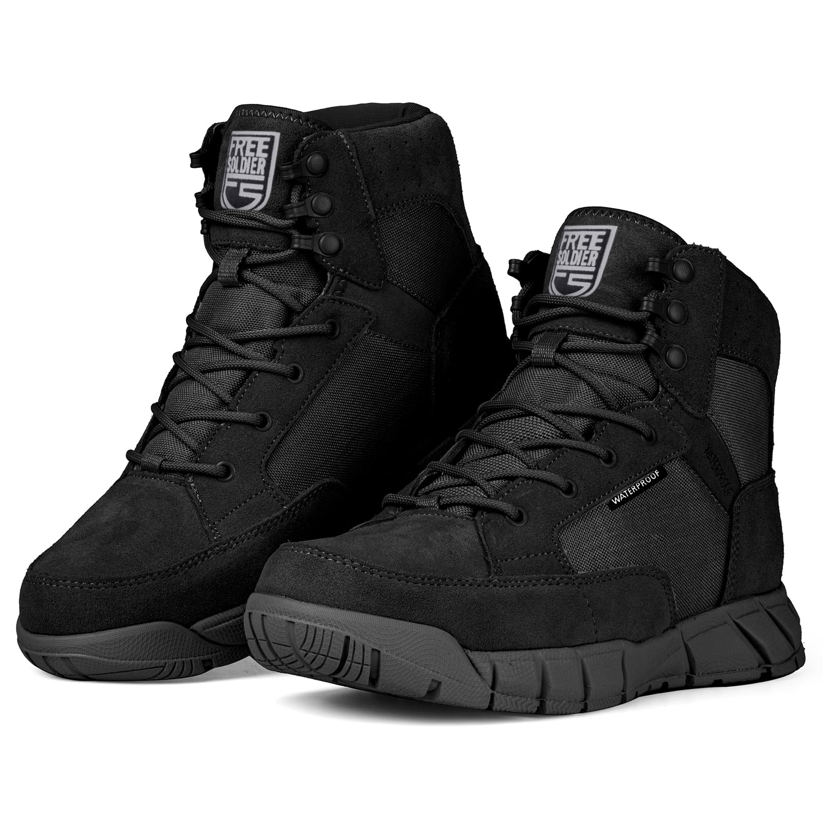 FREE SOLDIER Waterproof Hiking Work Boots Men's Tactical Boots 6 Inches Lightweight Military Boots Breathable Desert Boots