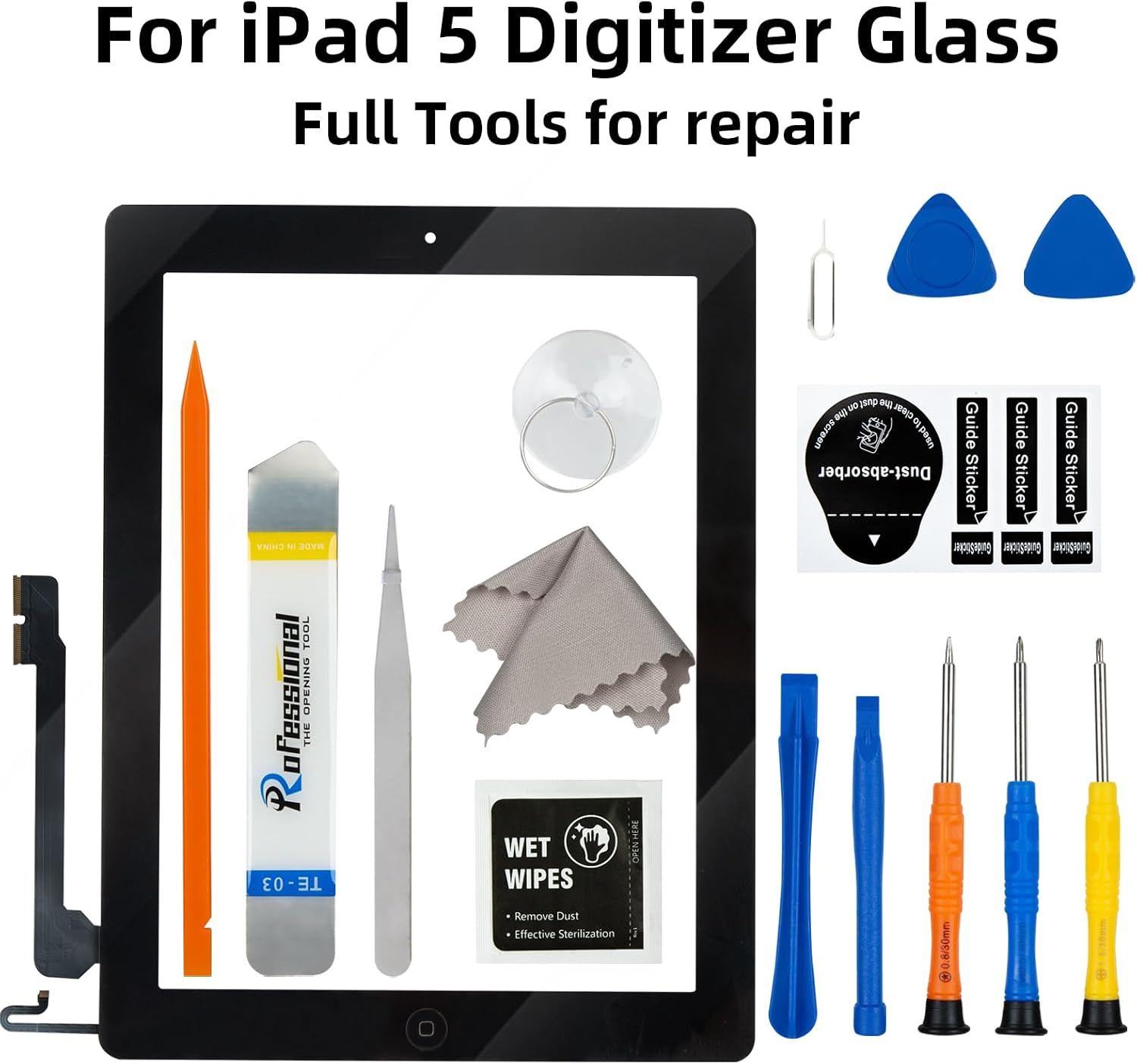 for iPad 4 4th Generation A1458 A1459 A1460 Touch Screen Digitizer with Home Button Replacement Glass Assembly Repair Kit with Frame Bezel and Tools