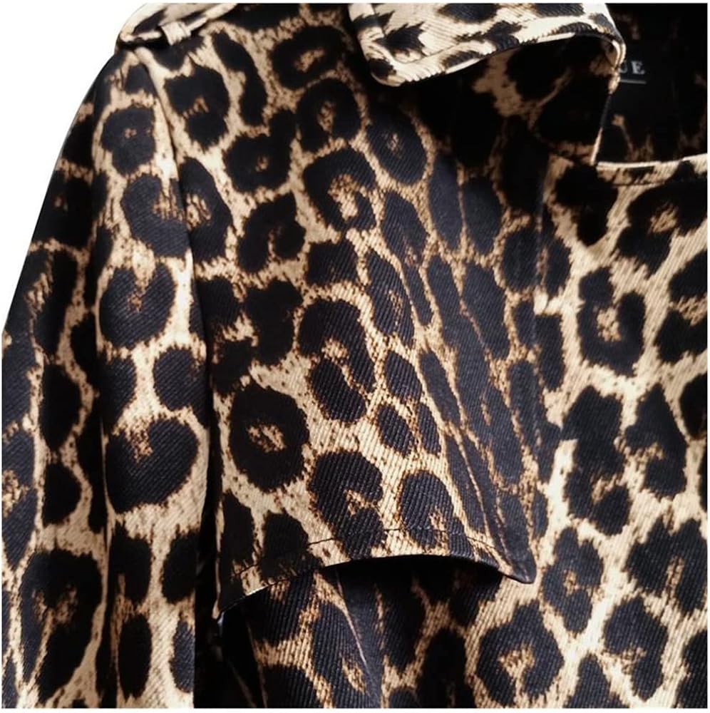 Haitpant Leopard Print Trench Coat Women's Spring Autumn Trendy
