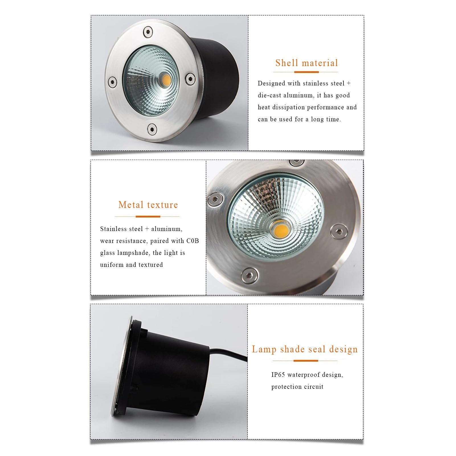 Faretto LED da Esterno Interrato Ip66 Impermeabile Ac85-2656V COB Luci Interrate per Vialetti, Terrazze, Gradini, Illuminazione Paesaggistica da Giardino