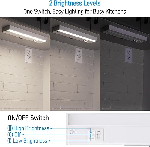 Miniatura 3 de TORCHSTAR Iluminación LED para debajo del gabinete, 3CCT, 12 pulgadas, 8 W, 540 lm, cableado y enchufable, 3 colores seleccionables, CRI90 120 V,