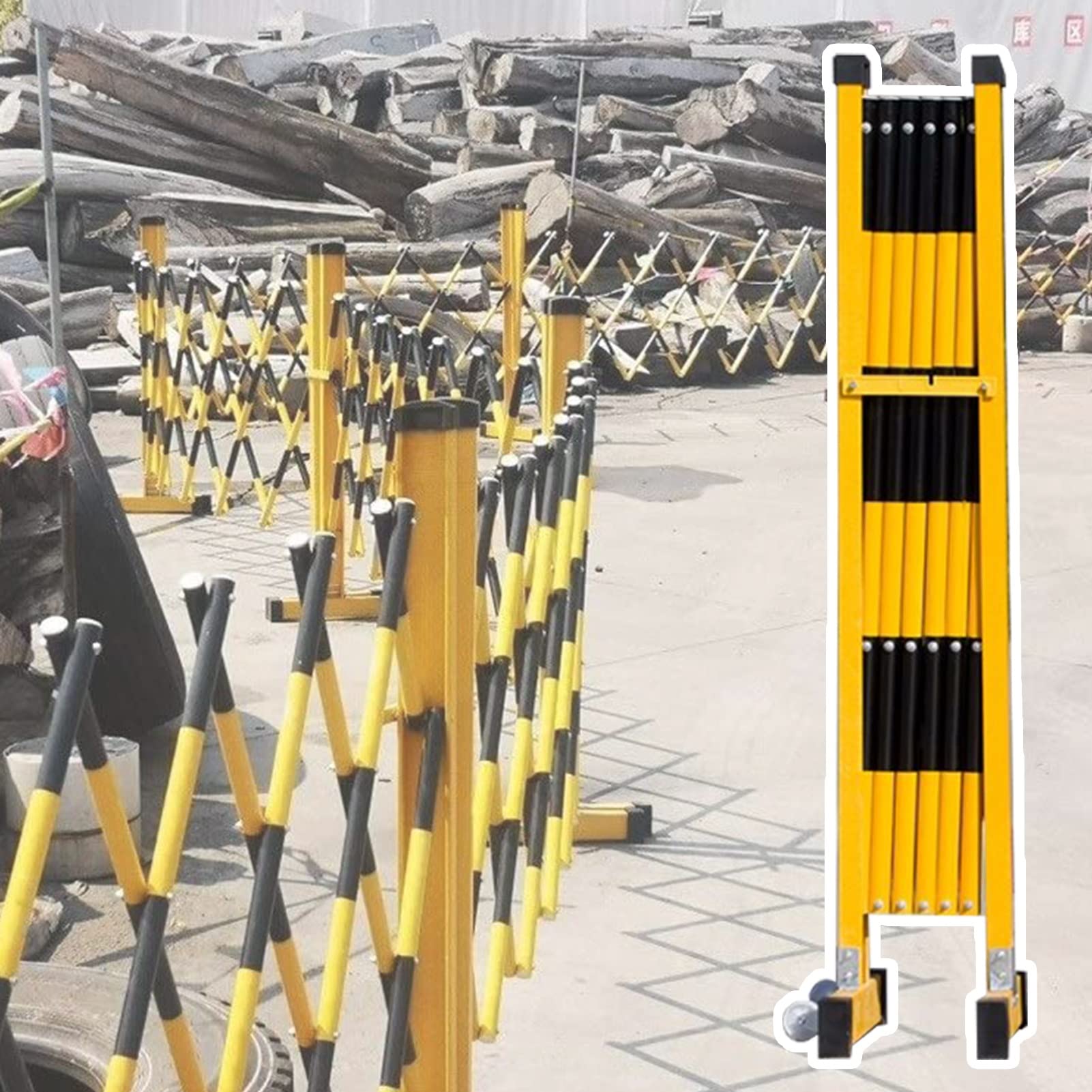 Generico Paletti di delimitazione estensibili e retrattili, cancello di Sicurezza Mobile Pieghevole, Barriere di parcheggio per vialetti e Cantieri (1,2 m x 2 m) - Recin