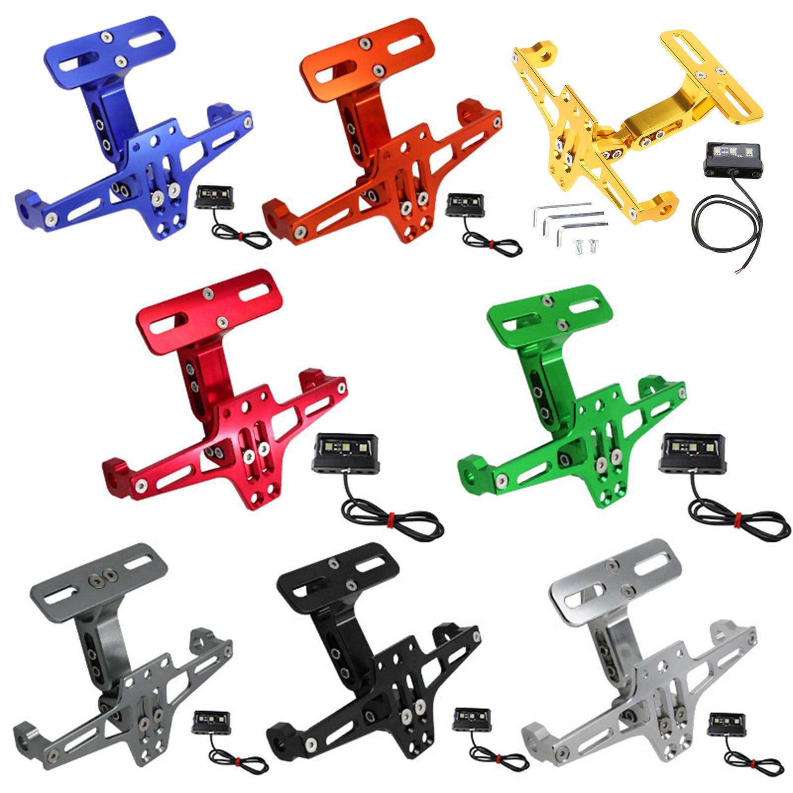 Telaio per targa in alluminio con luce a LED integrata Elegante portatile moto regolabile in alluminio staffa per licenza