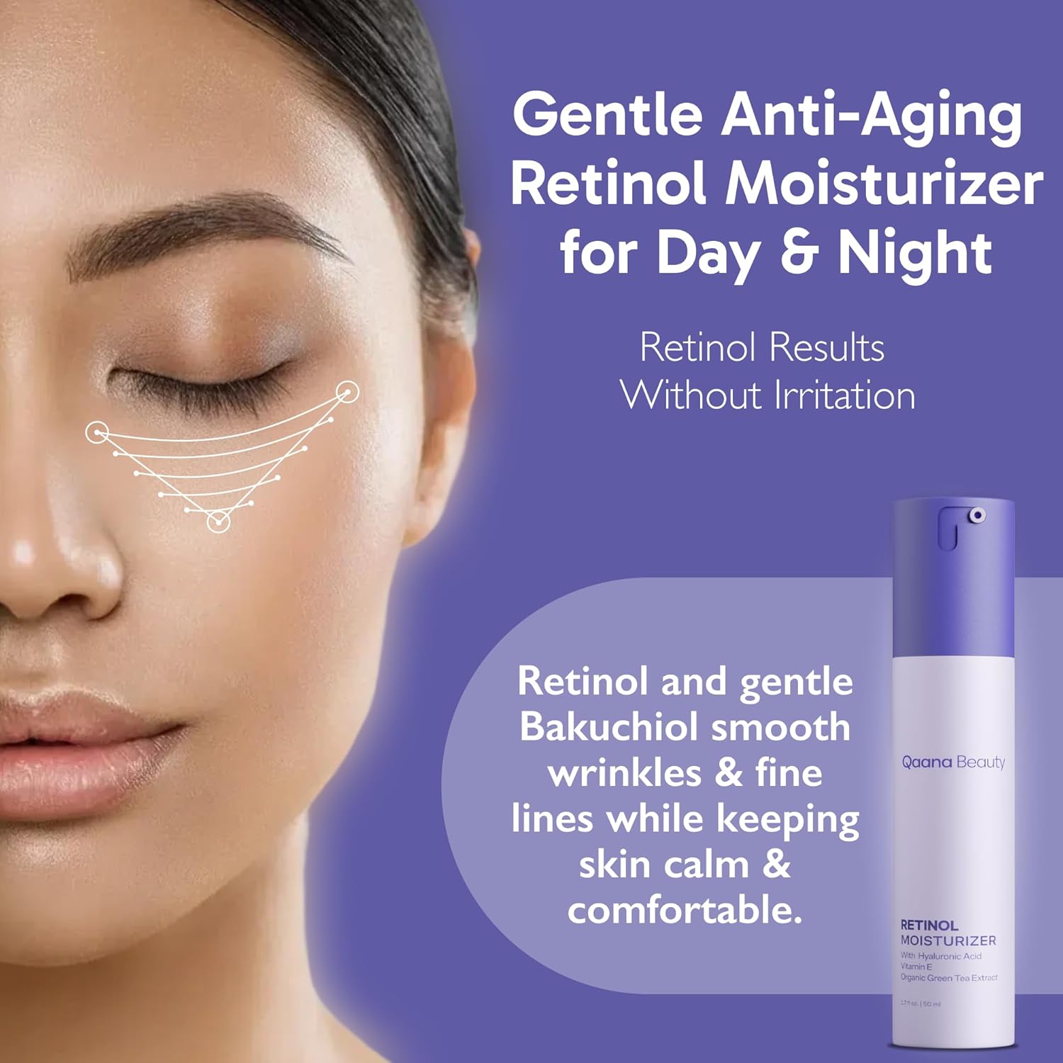 Qaana Collagen Retinol Face Cream for Deep Hydration | Anti-Aging Wrinkle & Fine Line Minimizer with Hyaluronic Acid & Bakuchiol | Day/Night Moisturizer for Women & Men, Made in USA - Image 2