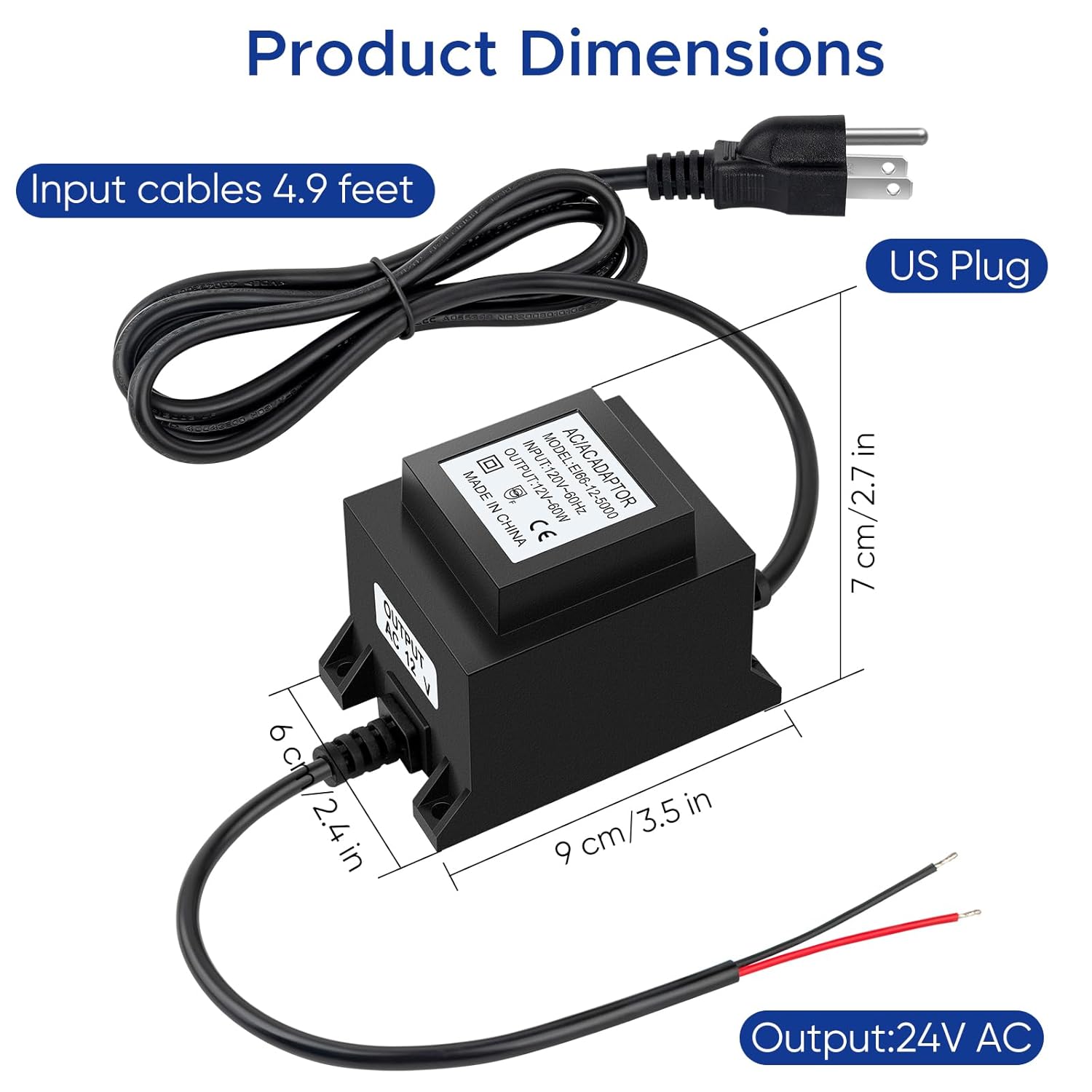 Outdoor Low Voltage Transformer 110/120V AC to AC 12V 5A 60W, Low Voltage Landscape Transformer, Power Supply Waterproof for Landscape Lighting, Fountain Lighting, Pool Light