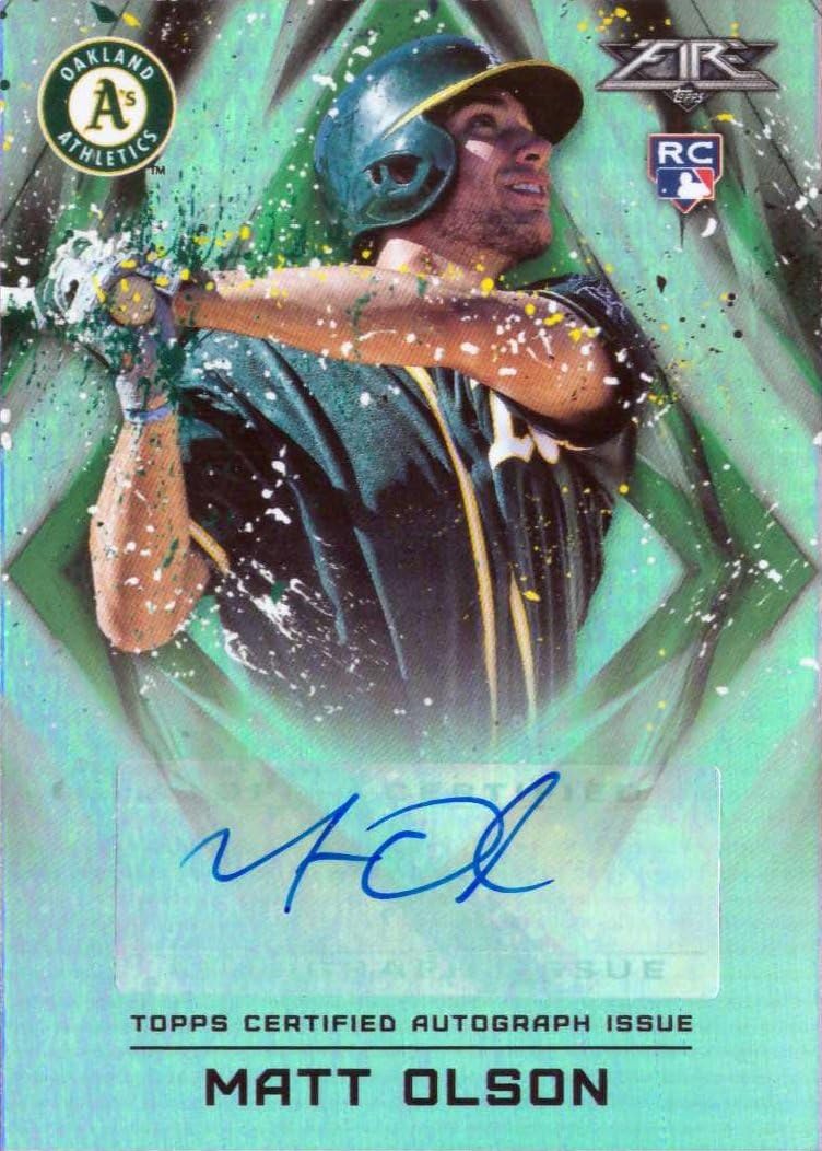 2017 Topps Fire #FA-MO Matt Olson Certified Autograph Baseball Rookie Card - Only 500 made!