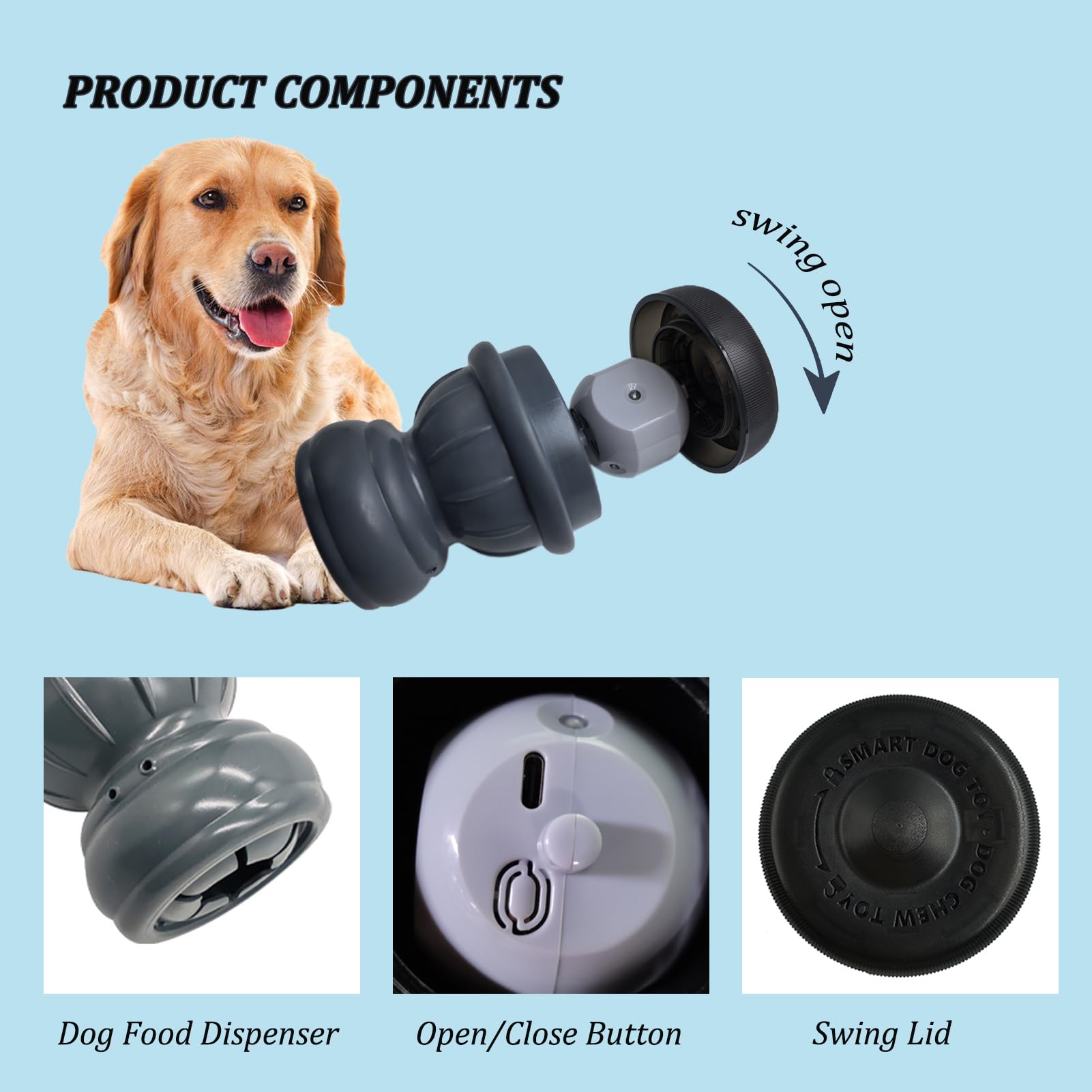 Jouet interactif intelligent à mâcher pour chien avec technologie de pause automatique ABS jouets à mâcher pour chiens, distributeur de friandises pour mâcheurs agressifs pour chiens de petite
