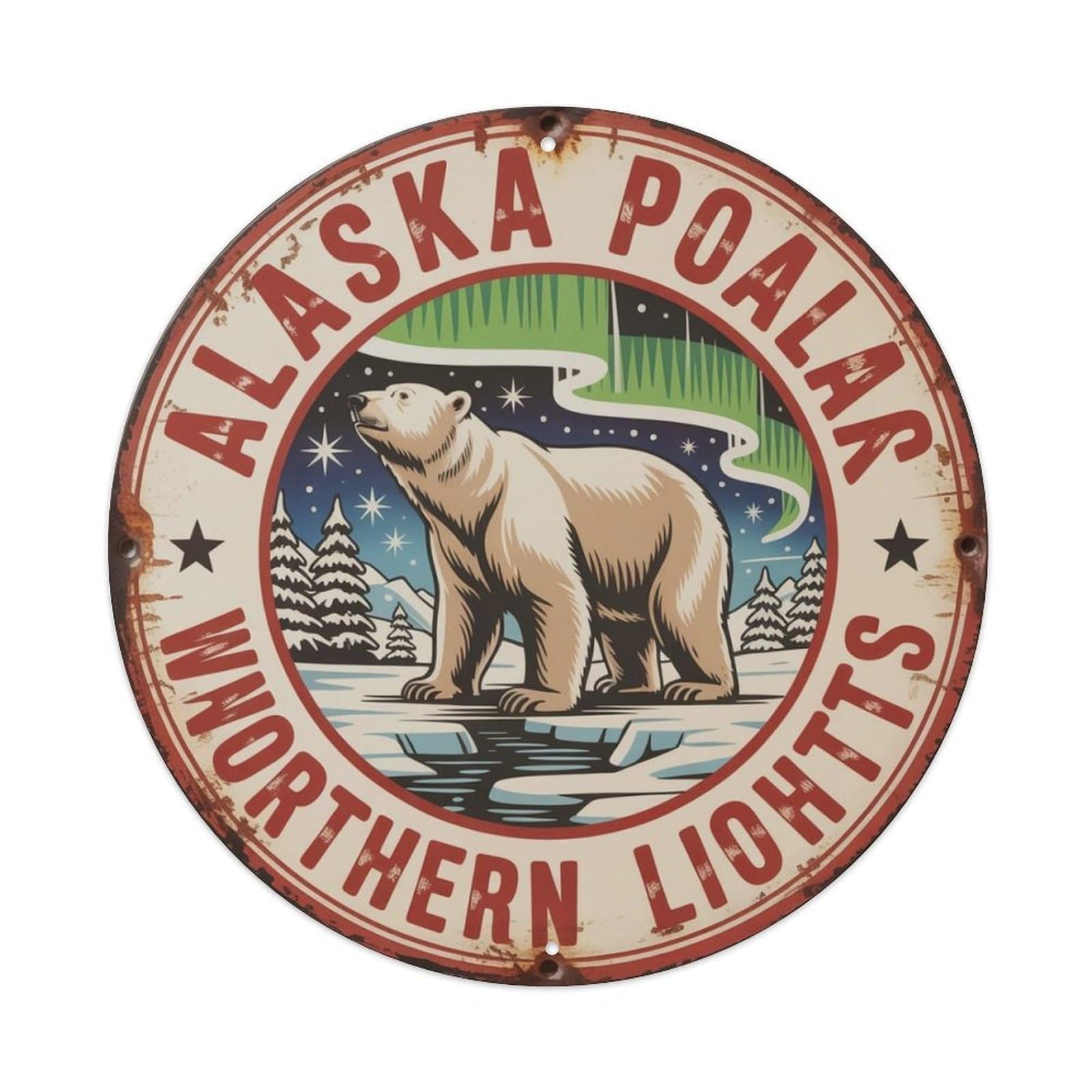 Alaska Aurora Bear Metal Tin Sign Plaque