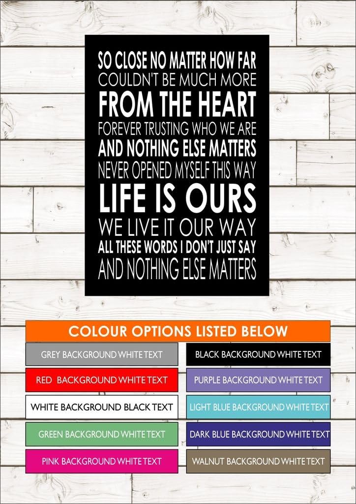 NOTHING ELSE MATTERS - METALLICA - Word Typography Words Song Lyric Lyrics Music Wall Art