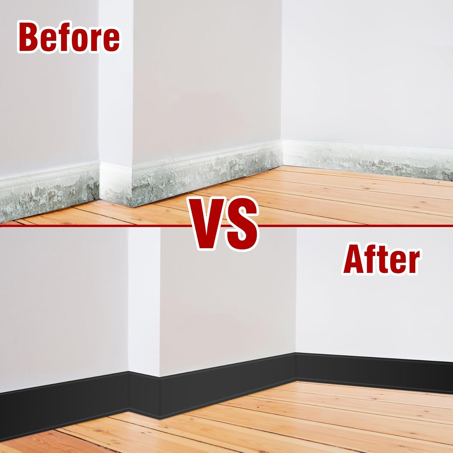 Vinyl Baseboard Molding Trim 4 Inch x 40 Feet Peel and Stick Baseboard Trim Flexible PVC Cove Base Moulding Self-Adhesive Trim for Garage Bathroom Cabinet Floor Walls, Black - Image 4