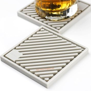 Silicone Coasters,Food Grade Silicone Coaster Set of 2,Grey, 10mm