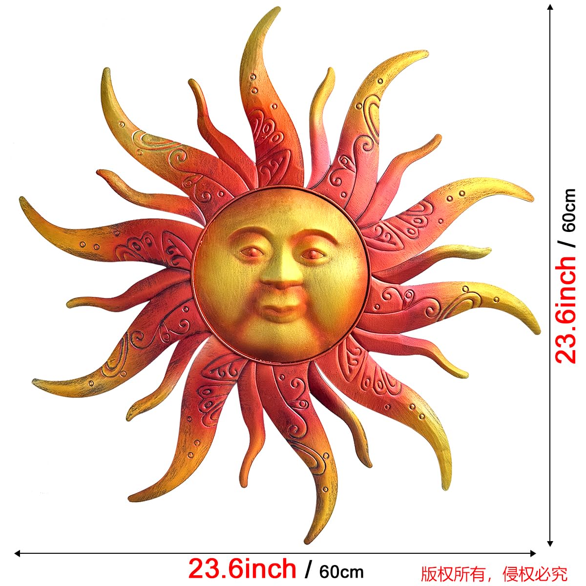 Grande decorazione artistica da parete in metallo, 50 cm, rustica, retrò, da appendere, decorazione per interni ed esterni, casa, giardino, fattoria, cortile, recinzione, soggiorno, camera da letto