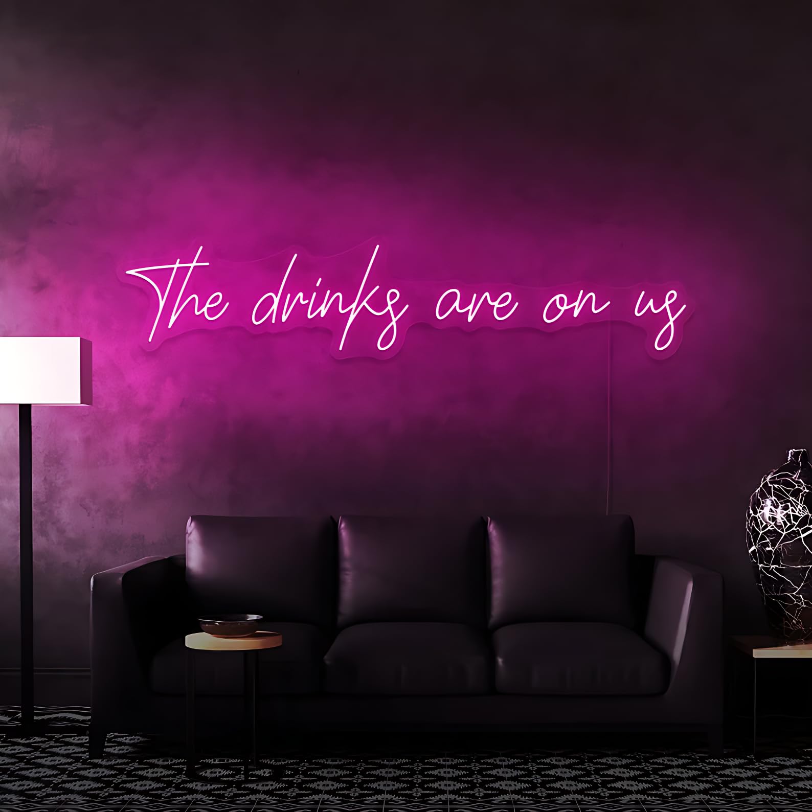 The Drinks Are On Us Neon Sign Wedding Bar Party Decor Neon Light Sign for Wedding Open Bar Led Sign Light Special Events Backdrop Decor Art Size 28" — image 1