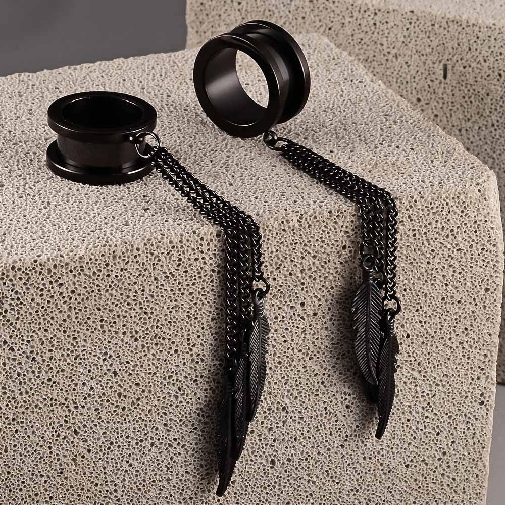 Vankula Wiszące tunele do uszu rozciągacze na ciało podwójne rozkloszowane zatyczki mierniki z frędzlami piercing uszu ze stali nierdzewnej 6 mm do 19 mm