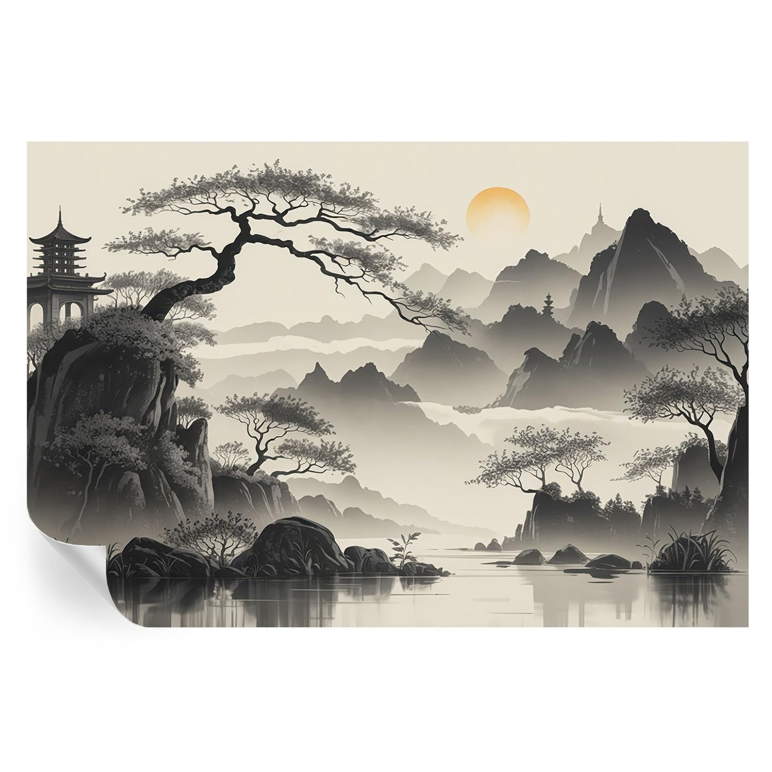 Vinilos pared adhesivos faciles de colocar mural oriental 104x70