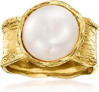 Ross-Simons 12mm Cultured Button Pearl Statement Ring in 18kt Gold Over Sterling Silver