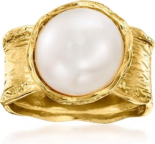 Ross-Simons 12mm Cultured Button Pearl Statement Ring in 18kt Gold Over Sterling Silver