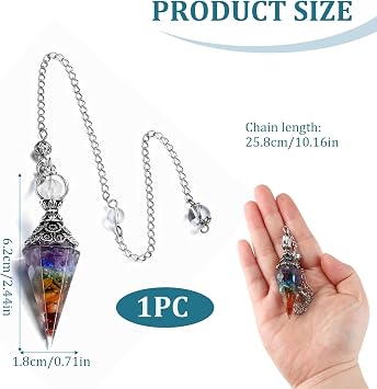 Chakra Healing Crystal Pendulum for Dowsing,Scrying,Meditation,and Healing,Natural Vintage Hexagonal Reiki Gemstone Point Pendant for Divination Wicca,Chakra Balance,and Spiritual Guidance