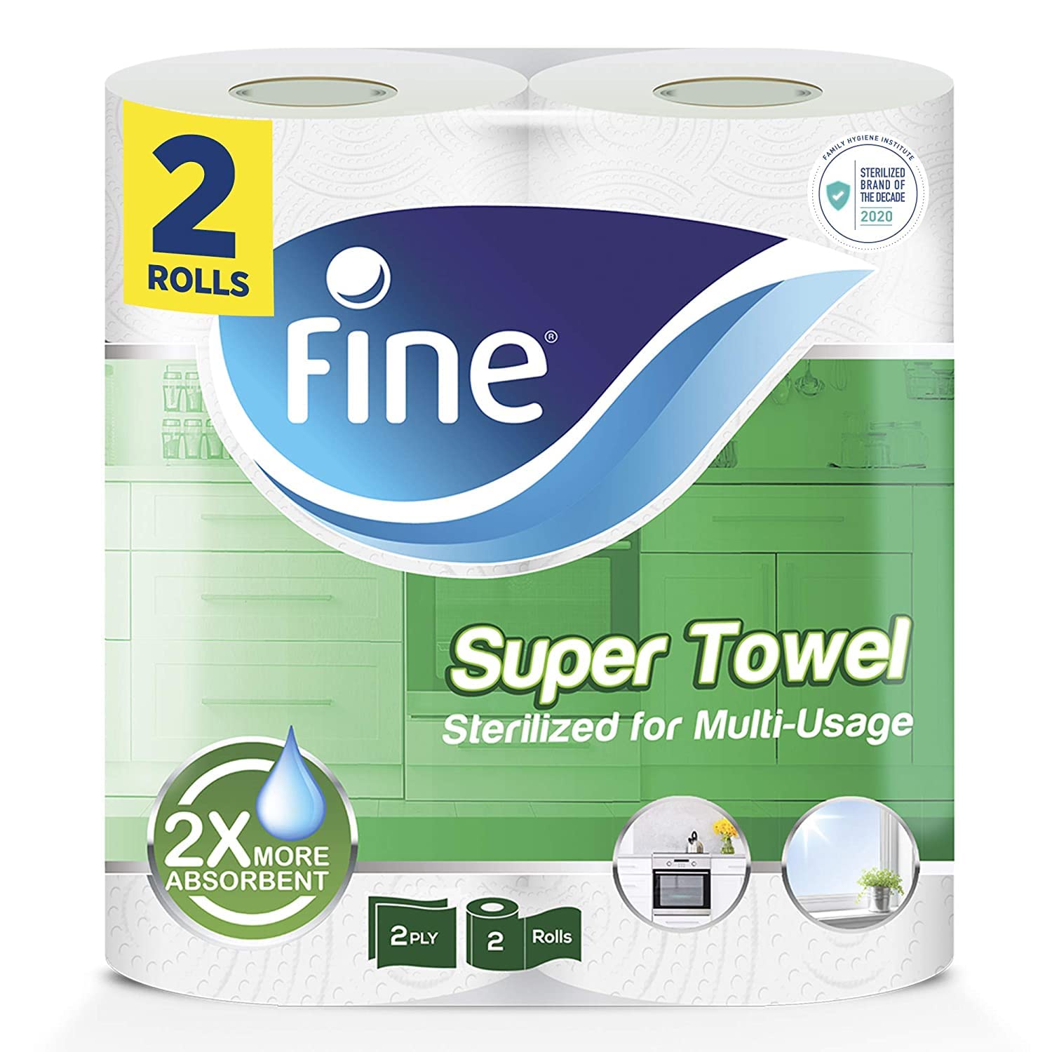 Fine Househld towel Basic Wht 2X60Sheets