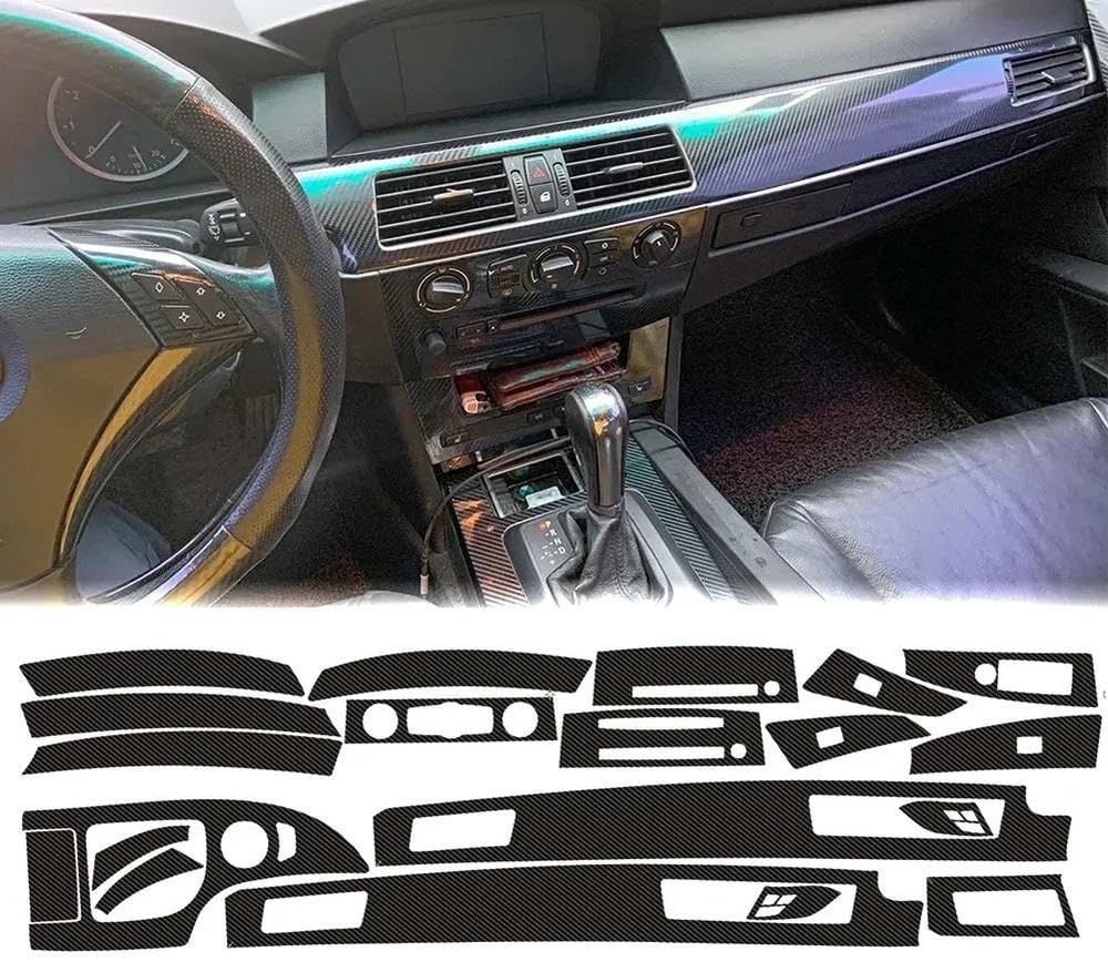 Autoschutzfolie Auto-Innenverkleidung, Schutzfolie, Dekoration, 5D-Carbonfaser-Vinyl-Aufkleber Für BMW 5 Series 525I 530I E60 2003–2010 LHD