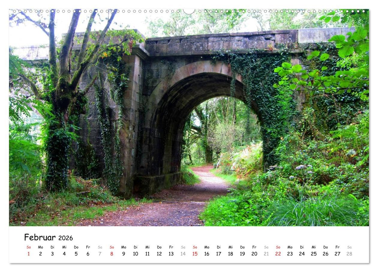 Jakobsweg - Camino Finisterre (hochwertiger Premium Wandkalender 2026 DIN A2 quer), Kunstdruck in Hochglanz: Pilgerweg von Santiago de Compostela nach Finisterre (CALVENDO Natur)