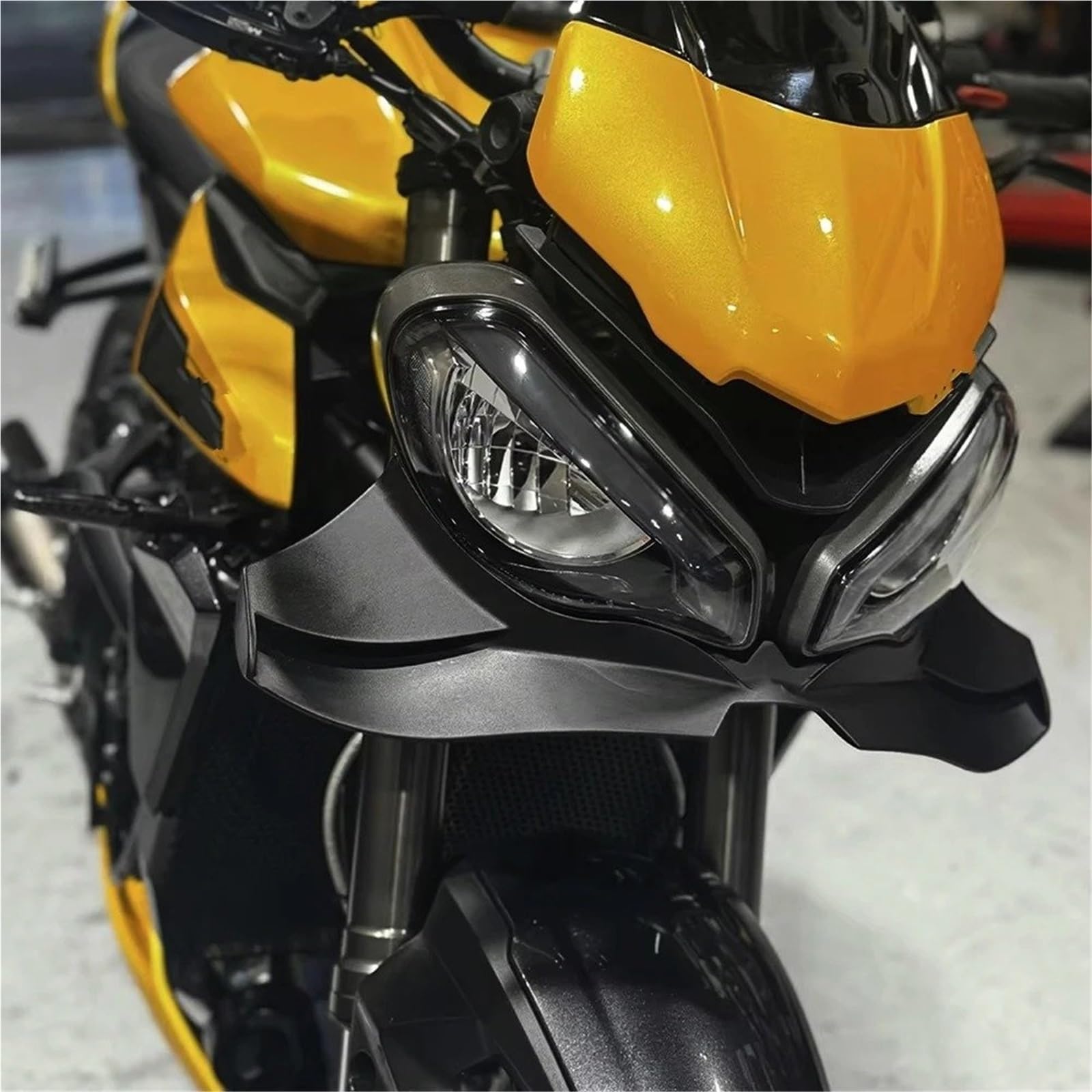 Alerón Delantero Aerodinámico para Street Triple 765 R RS 2025 2020-2024, Alerones Frontales De Fuerza Descendente, Winglet Cubierta carenado(Fibra de Carbon)