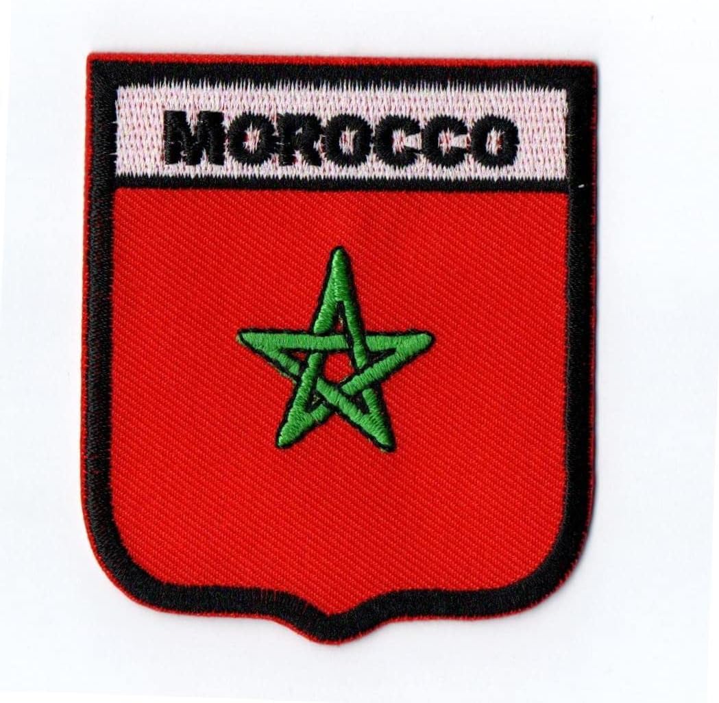 First Anything Morocco Flag Patch Iron On Embroidered for Hat Shirt Jacket Clothing Backpacks Jeans Cap Size About 2.80x2.50 Inch A374